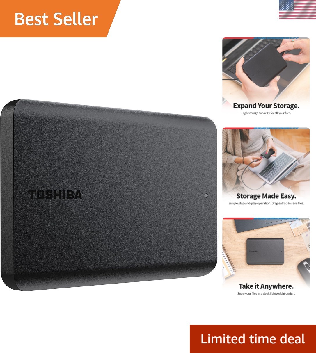 1TB External Hard Drive Canvio Basics - Fast USB 3.0 Portable Storage Solution
