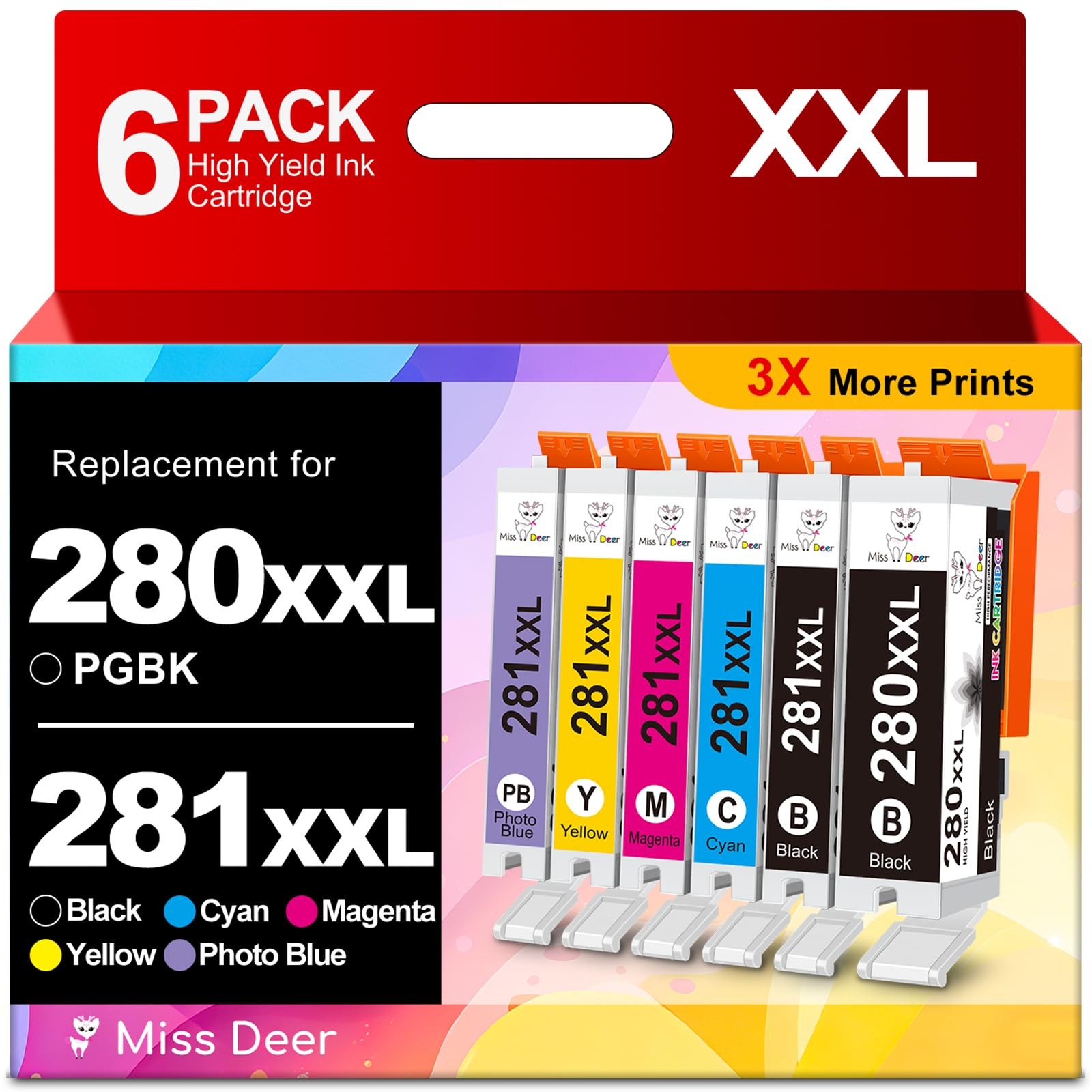 Miss Deer TS9120 Ink Cartridges Compatible Canon 280 281 XXL Printer PB