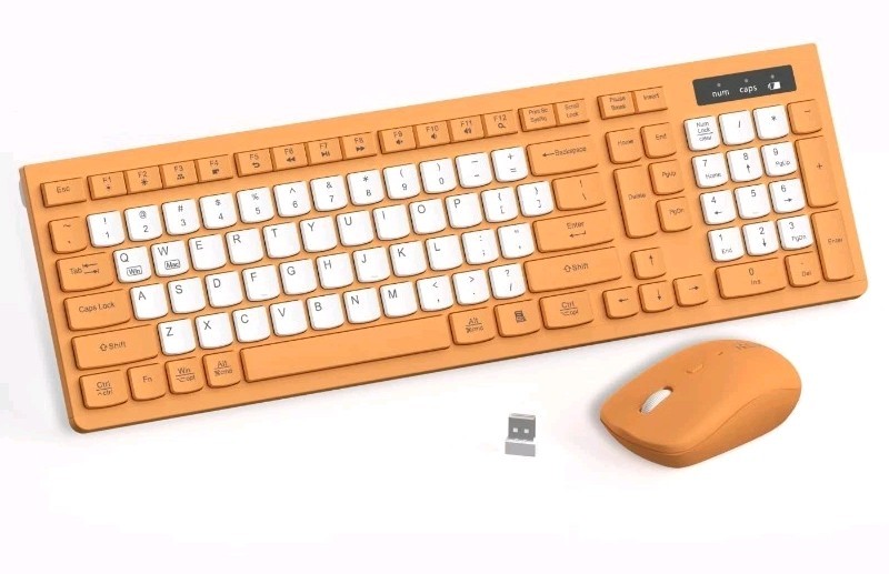 Orange Plug&Play Keyboard Mouse Combo Quiet,  Adjustable, Smart Auto Sleep