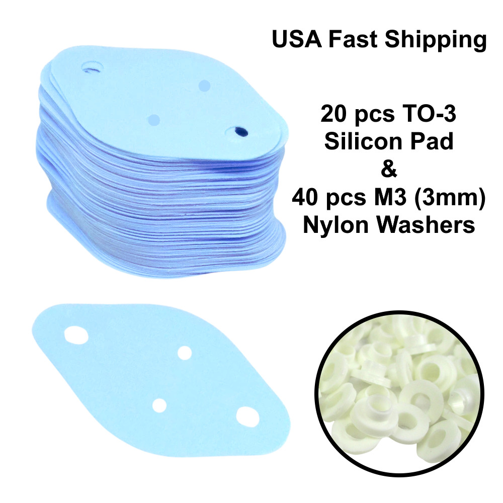 20pcs TO-3 Transistor Silicone Insulator Pads  & 40pcs M3 Nylon Shoulder Washers