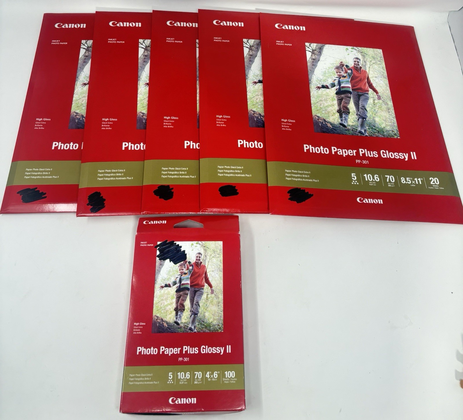 Canon Inkjet Photo Paper Plus Glossy II PP-301 Mixed Lot of 6 (8.5" x 11")