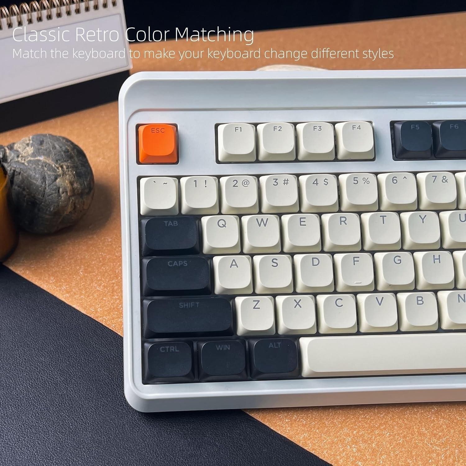 Low Profile Keycaps PBT Shine Through Caps Retro Carbon Color MX Switches