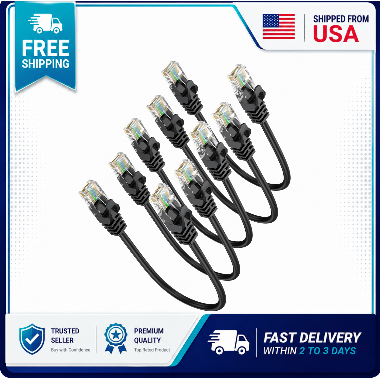 Short Ethernet Cable 0.5FT 5-Pack, Cat6 Patch Cable 6 inch Cord 