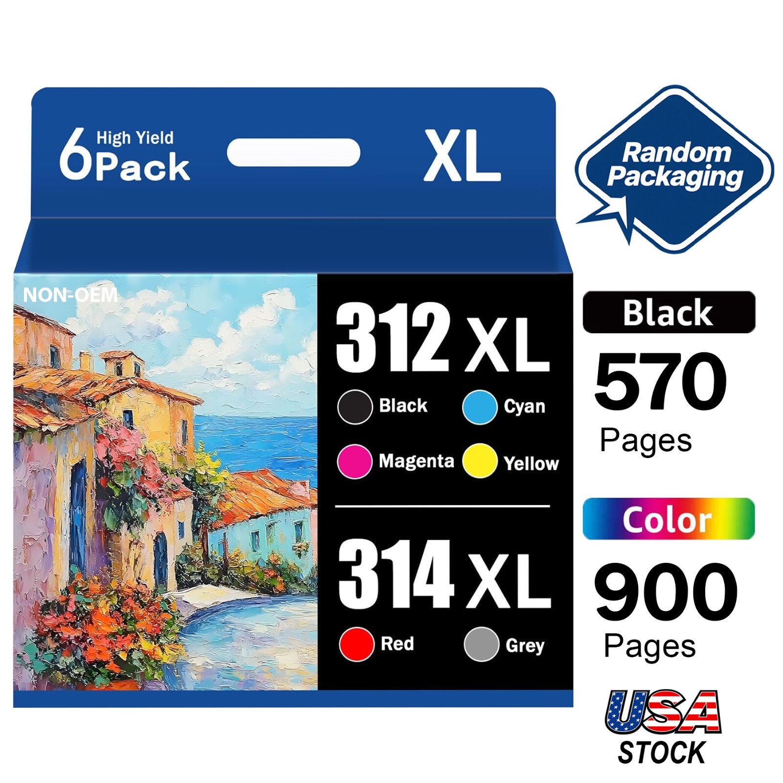 312XL 314XL High Yield Ink Cartridge Replacement for 312XL 314XL Ink Cartridges