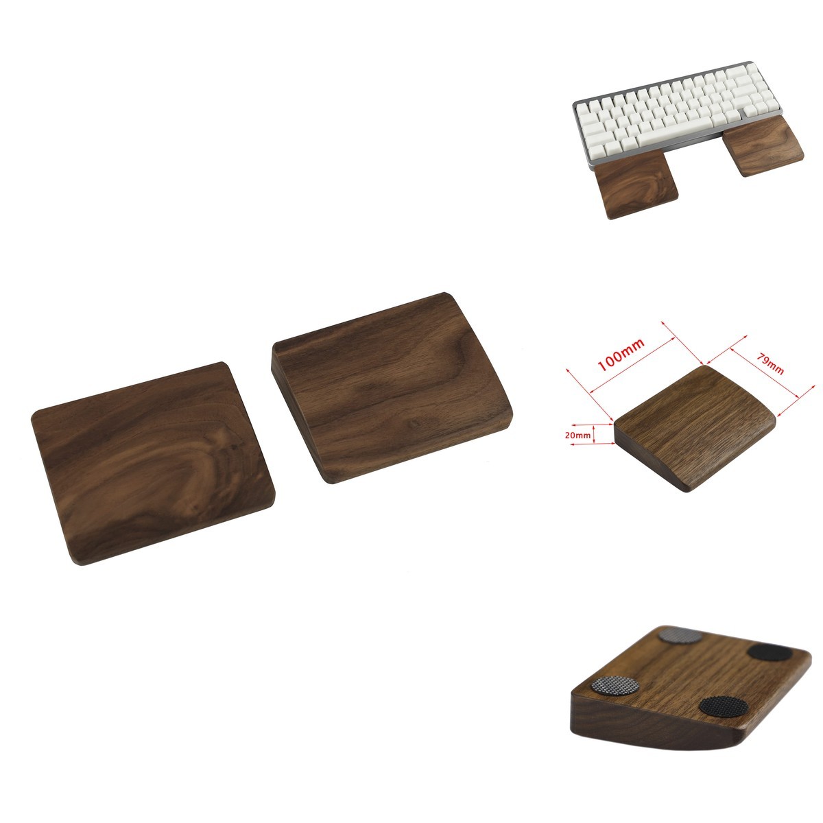 Ymdk 2 Pcs Mini Wood Wrist Rest Portable Movable Solid Wooden Walnut Beech For