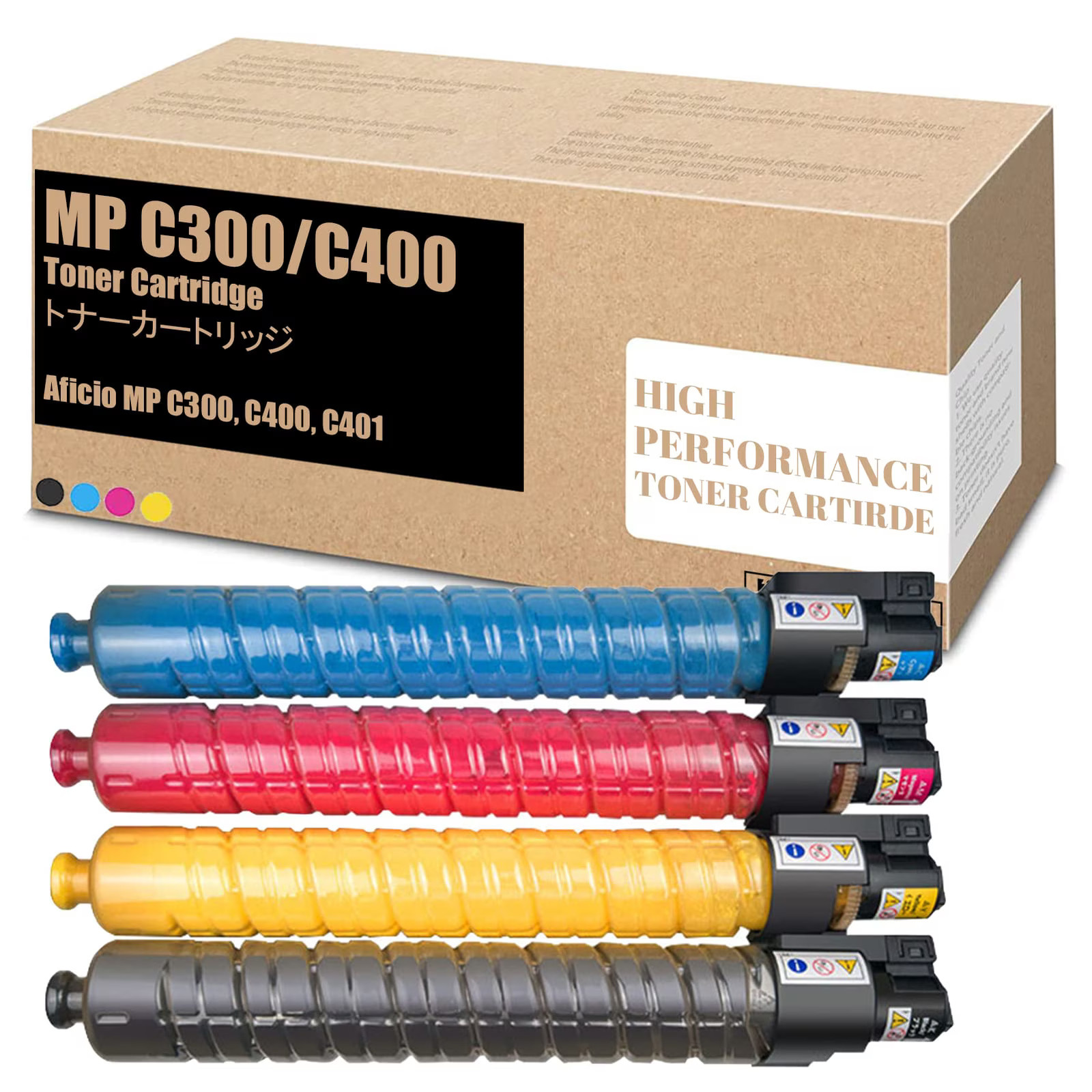MP C300 MP C400 Toner Cartridges, 4-Color Set for Ricoh Aficio MP C300 C300SR