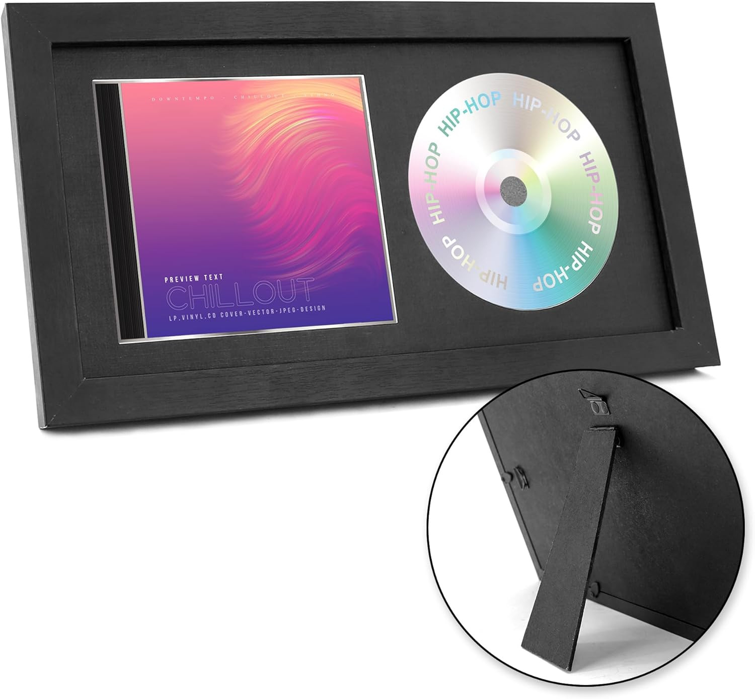 CD Display Frame, 14.2"x7.7" Signed CD Cases and Discs Holder, Wall Music Decor