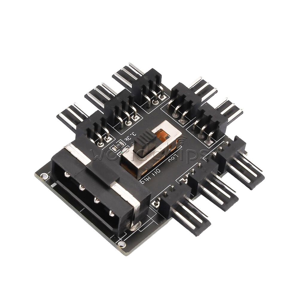 1 to 8 Way Splitter Cooling Fan Hub Power Socket Adapter PWM Governor New
