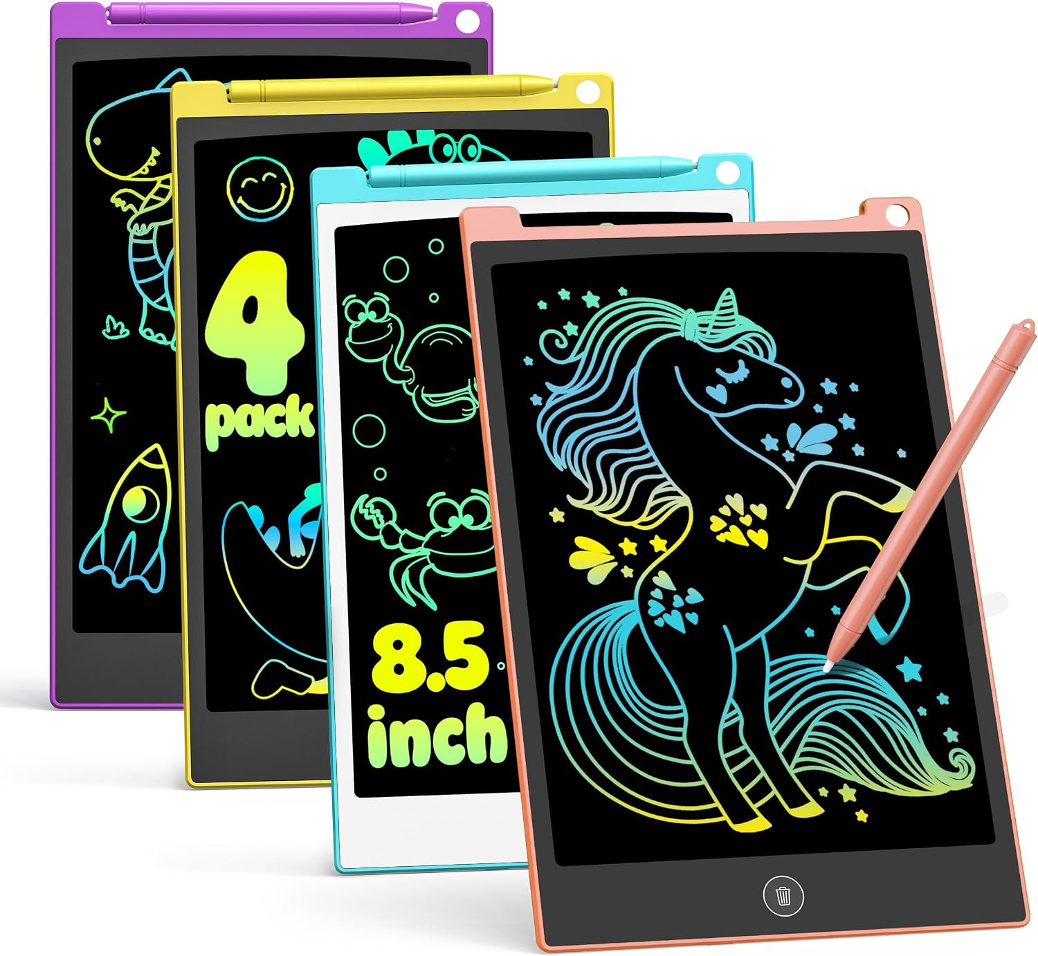 4 Pack LCD Writing Tablet for Kids, 8.5 Inch Toddlers Drawing Tablet