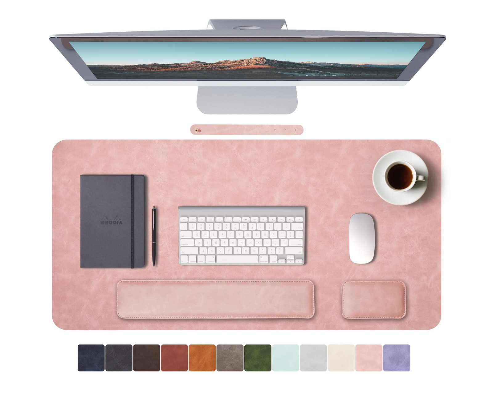 Pink Large Mouse Pad Keyboard Wrist Rest Set Desk Pad Gaming Support Non-Slip