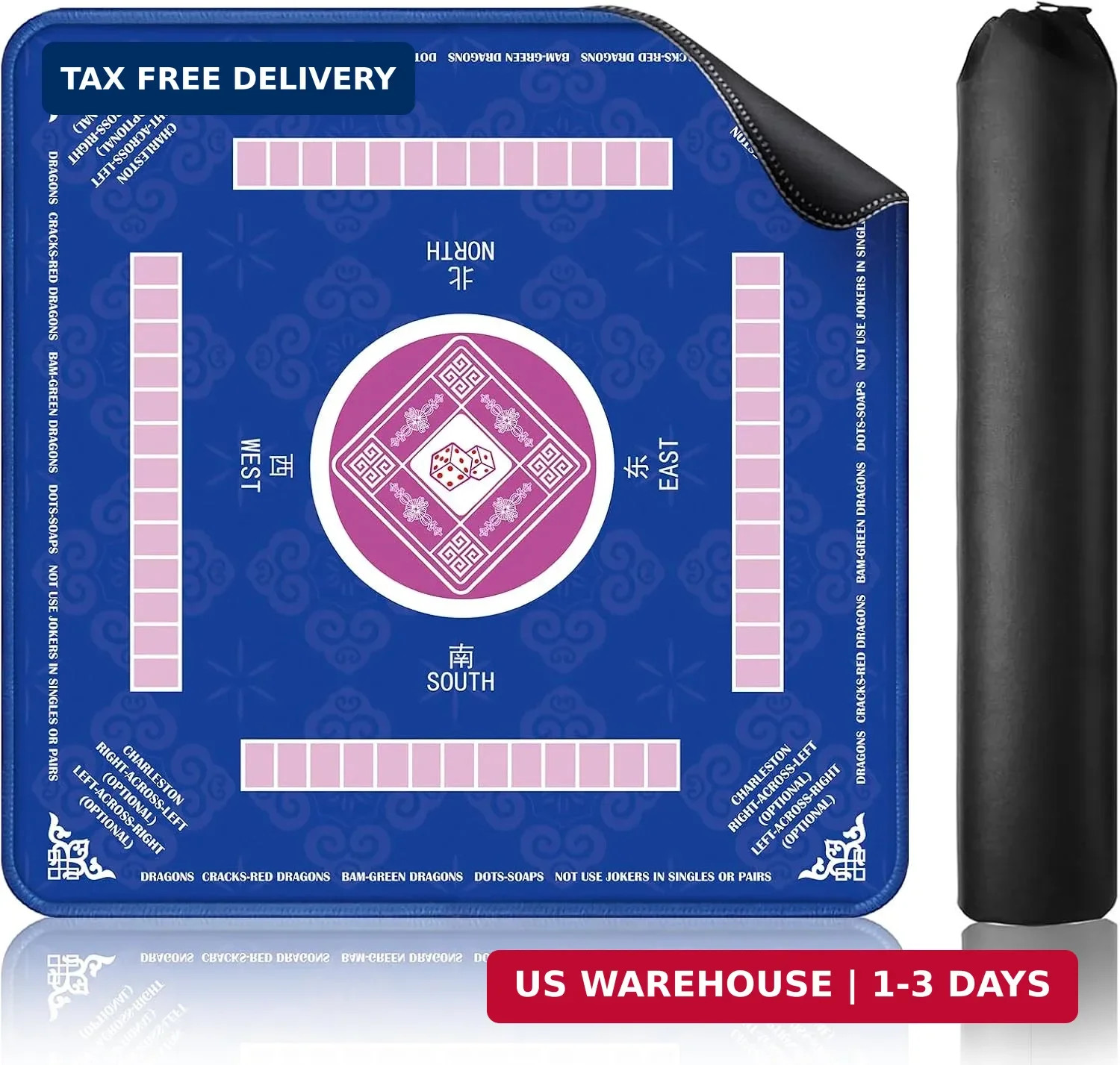 Mahjong Mat - Non-Slip, Noise Reduction, Waterproof Surface Gaming Mat 31.5''*31