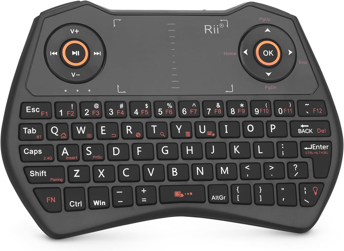 BT/2.4G Mini Keyboard with Touchpad, Backlit, Rechargeable for Android TV, PC, S