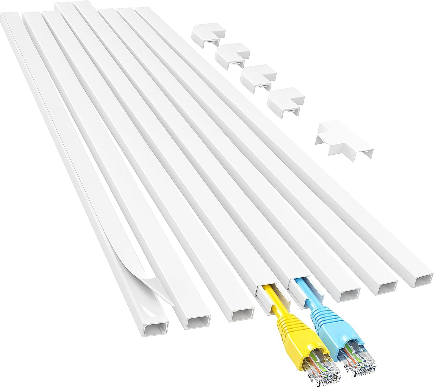 113in Cord Hider Cable Concealer Kit Wire Cover Raceway White
