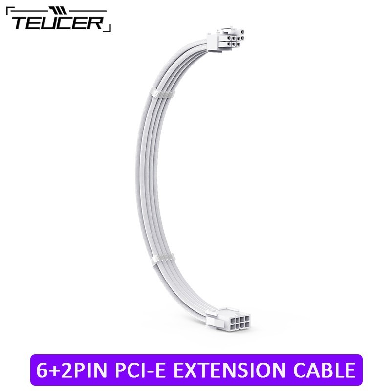 TEUCER PSU Cable Kit 24Pin 8Pin CPU PCIe GPU Extension Sleeved w/ Combs