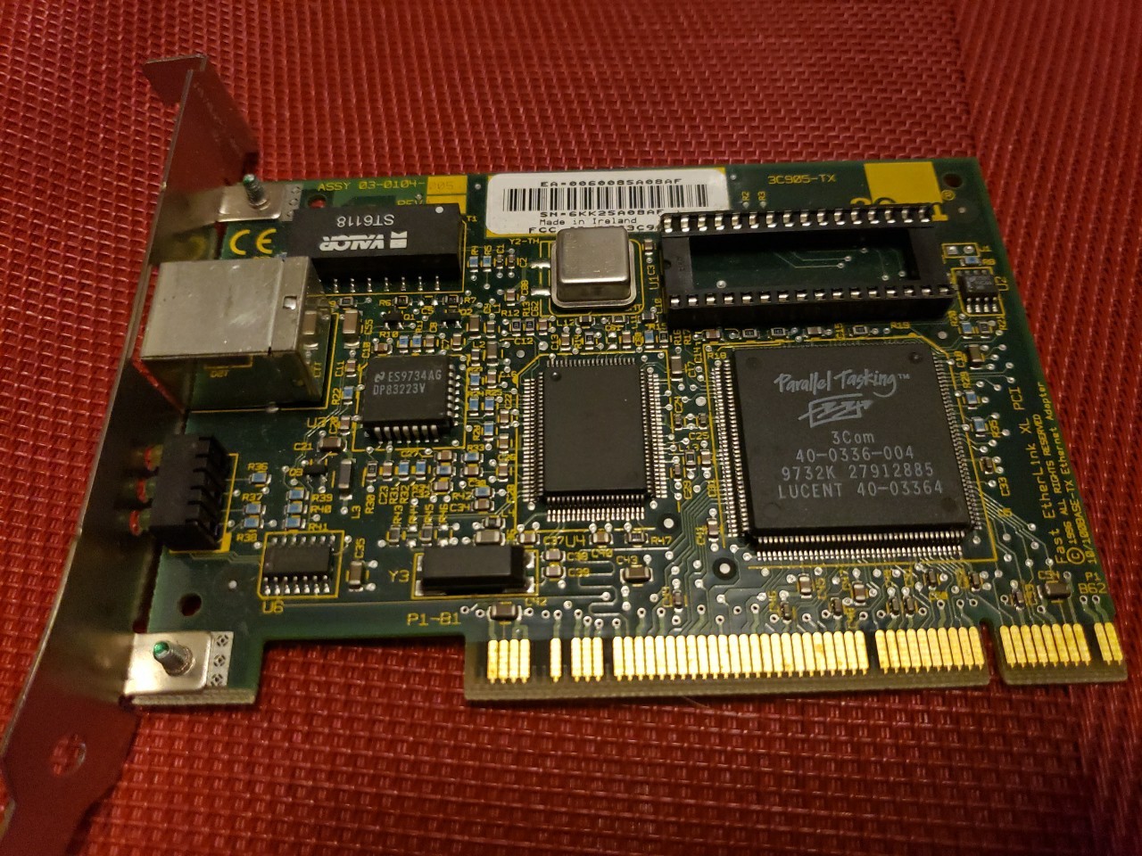 3Com 3C905-TX Parallel Tasking Fast EtherLink XL PCI Ethernet Network Adapter.