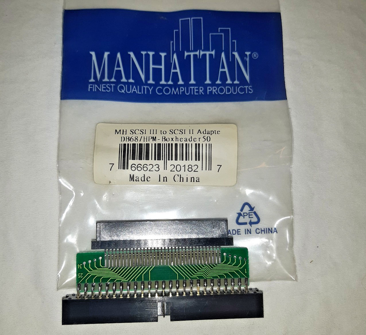 MANHATTAN SCSI III TO SCSI II INTERNAL ADAPTER, DB68/HP (M) - BOX HEADER 50, NOS