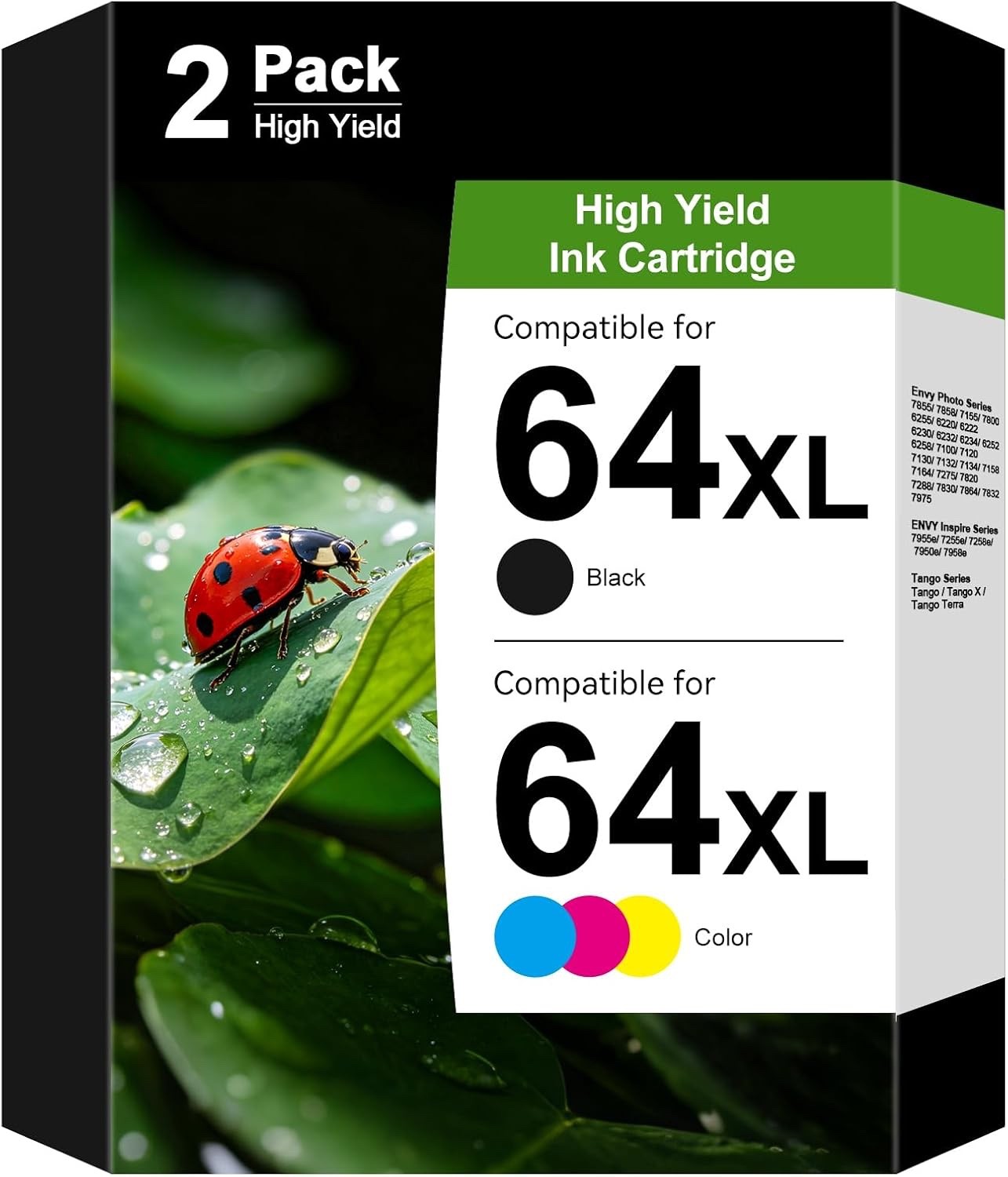 64XL 64 Black and Color Ink Cartridges Compatible for HP 64 XL Combo Pack
