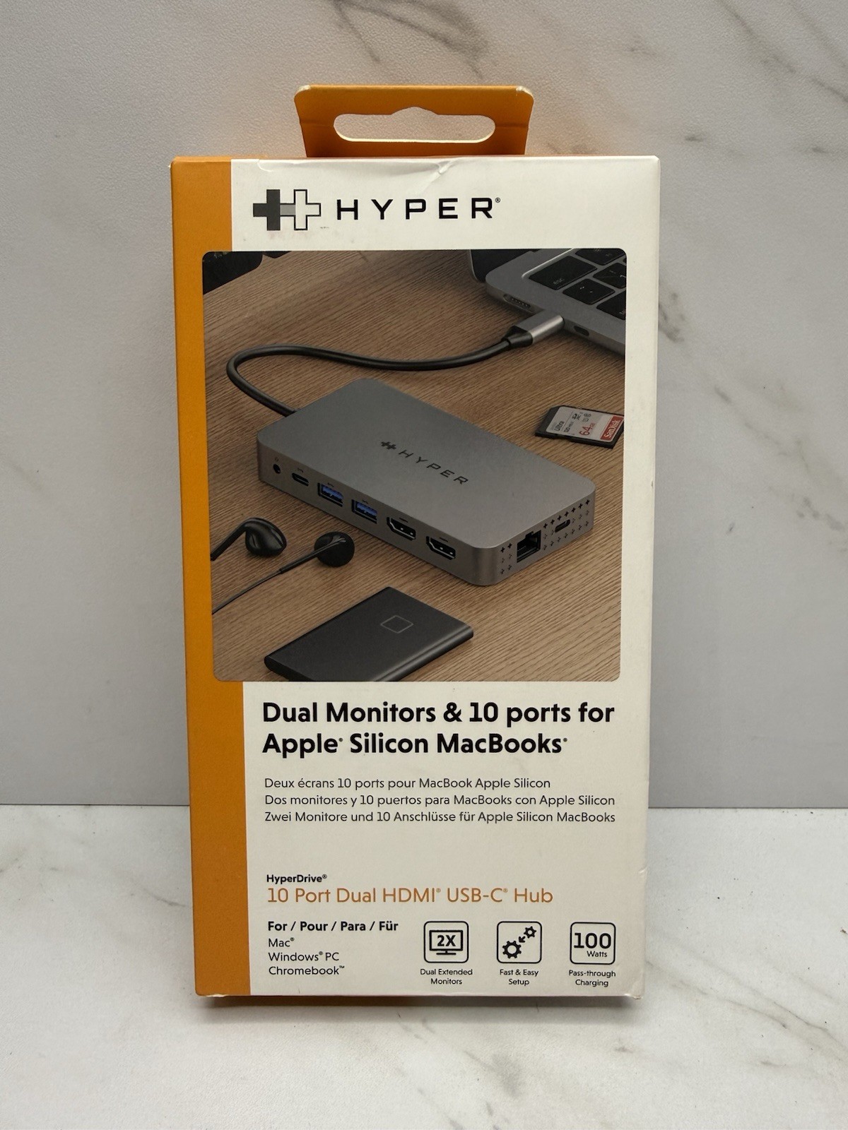 Hyper  HyperDrive Dual 4K HDMI 10-in-1 USB-C Hub for M1/M2/M3 MacBooks pro Gray