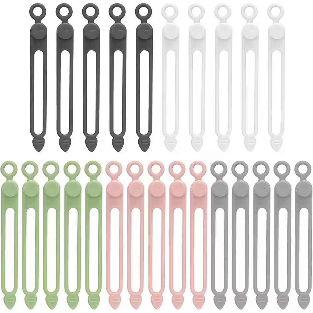 25 Pcs Silicone Cable Ties Reusable Wire Organizer for Earphone Phone Charger Ho