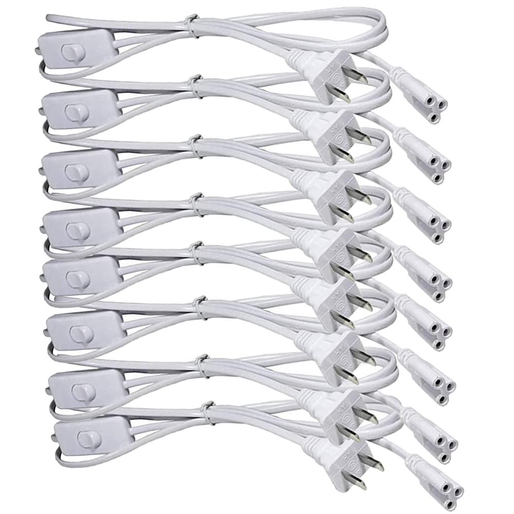 6FT LED Tube Power Extension Cable with On/Off Switch for T5/T8 Light Fixtures
