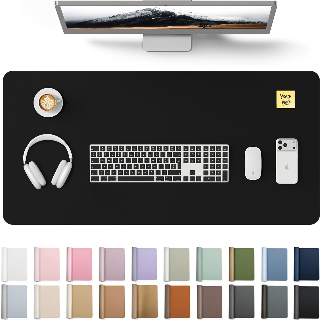 Leather Desk Protector, Office Mat, Large Mouse Pad, Non-Slip PU Leather Ink A