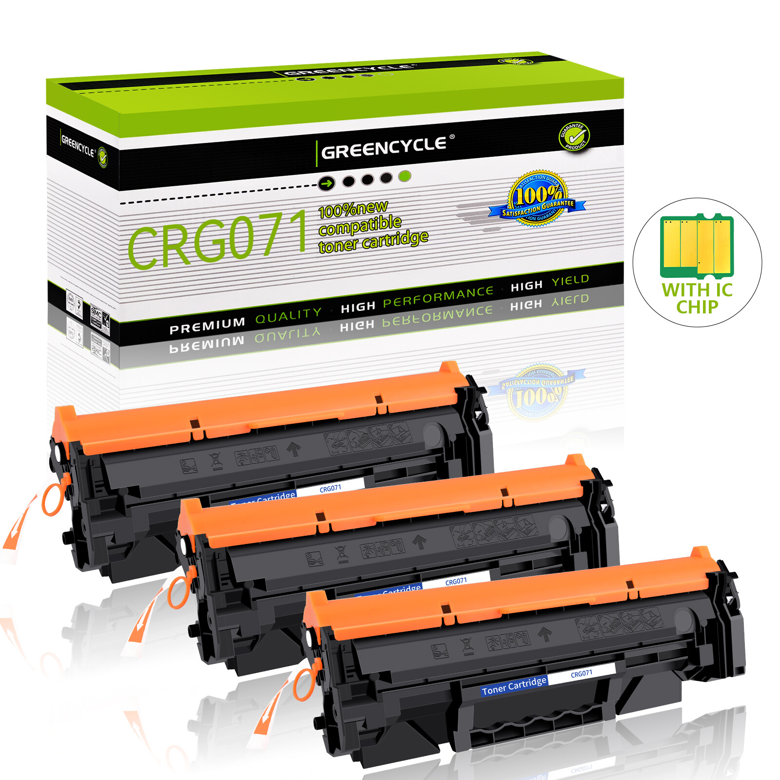 3PK 071 Toner Cartridges with New Chip for Canon imageCLASS LBP122dw LBP120