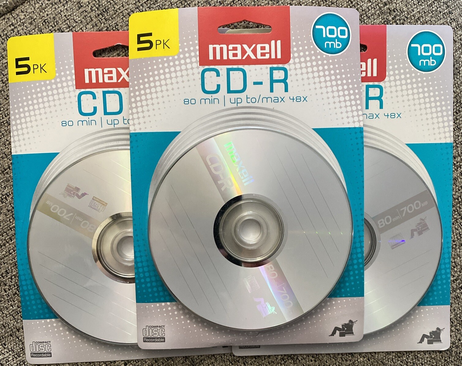 MAXELL CD-R 48X 700 MB 80 Min  Blank CD 5 PACK Lot Of 3