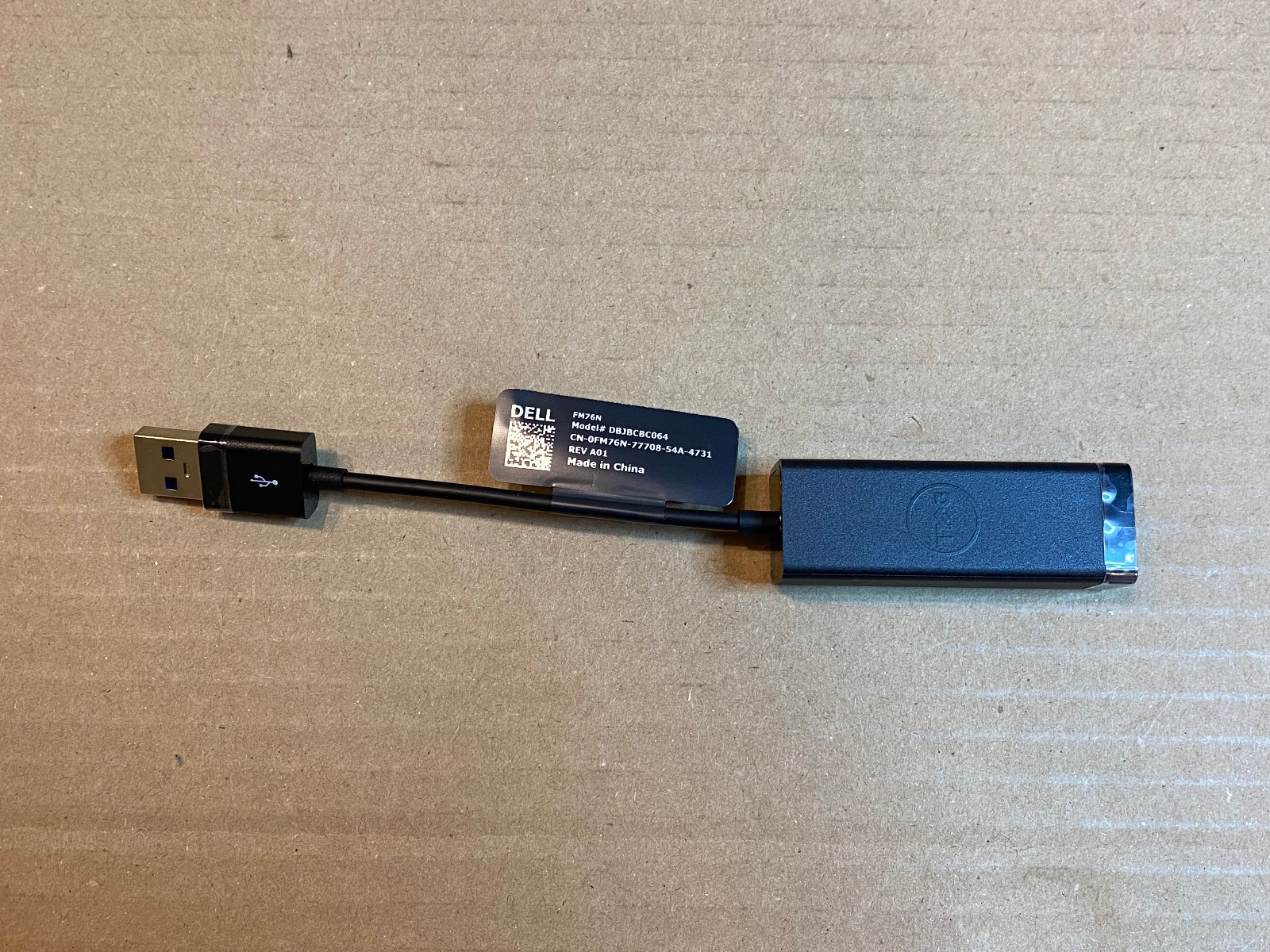 Genuine Dell 0FM76N USB 3.0 to Ethernet Adapter * RJ45 * 1Gbps Speed