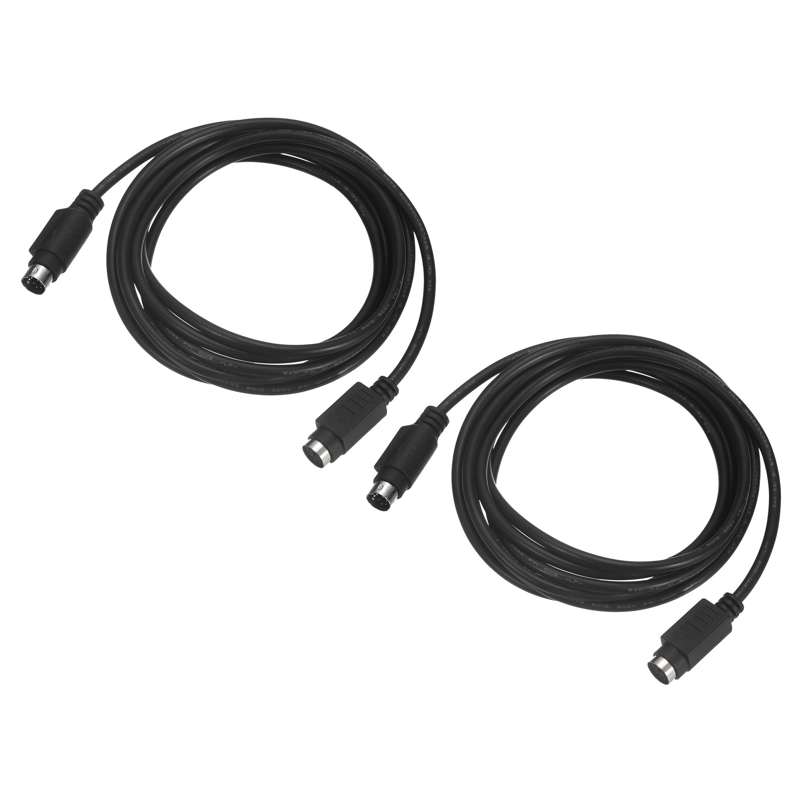 2Pcs PS/2 Mouse and Keyboard Cable 6P 6.56 Feet Male to Female Black