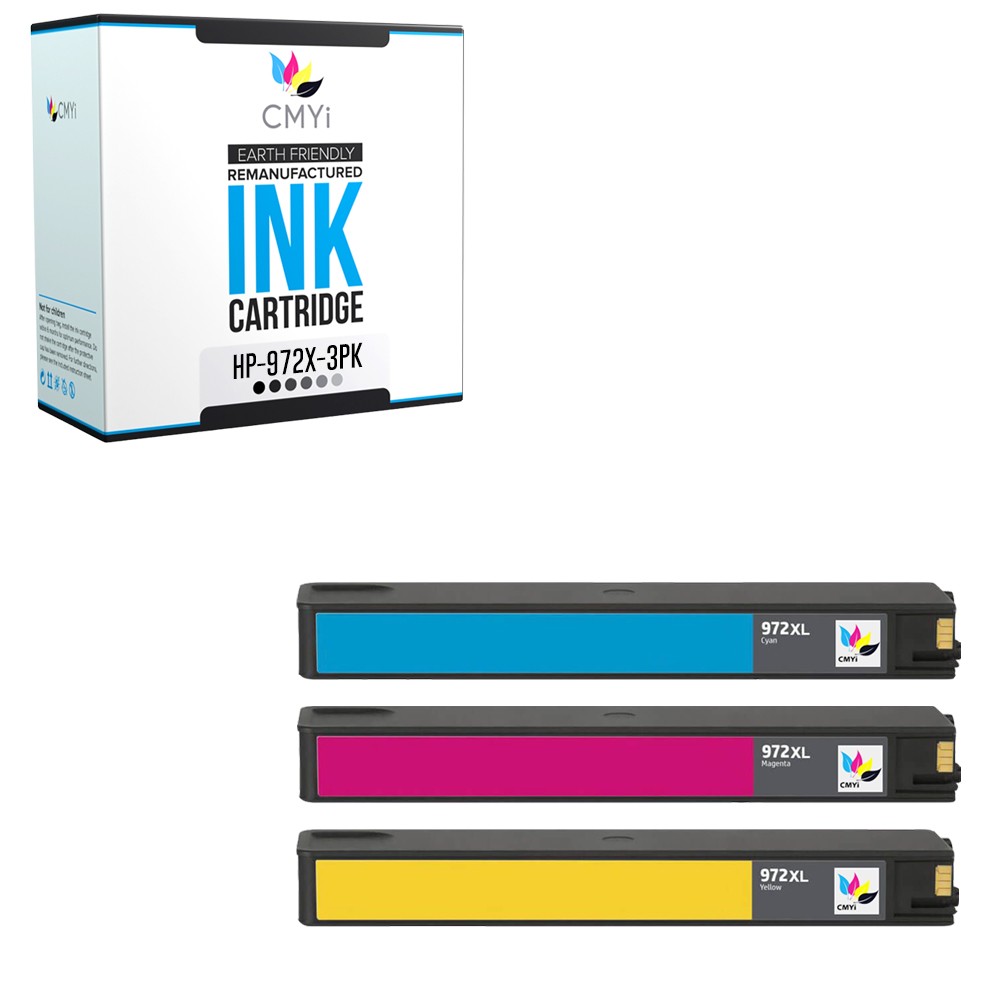 3PK Compatible CMYi 972X Color Ink Cartridges for HP PageWide Managed P55250dw