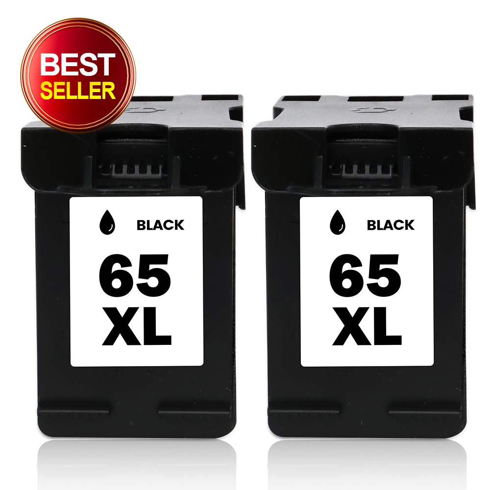2 Pack 65XL Black Ink Cartridges High Yield for HP 65-XL ENVY 5000 5010 5052