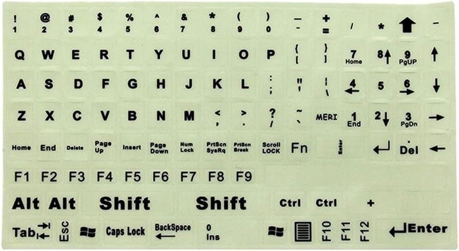 Keyboard Stickers, English Keyboard Sticker Glow in the Dark, Keyboard Letter St