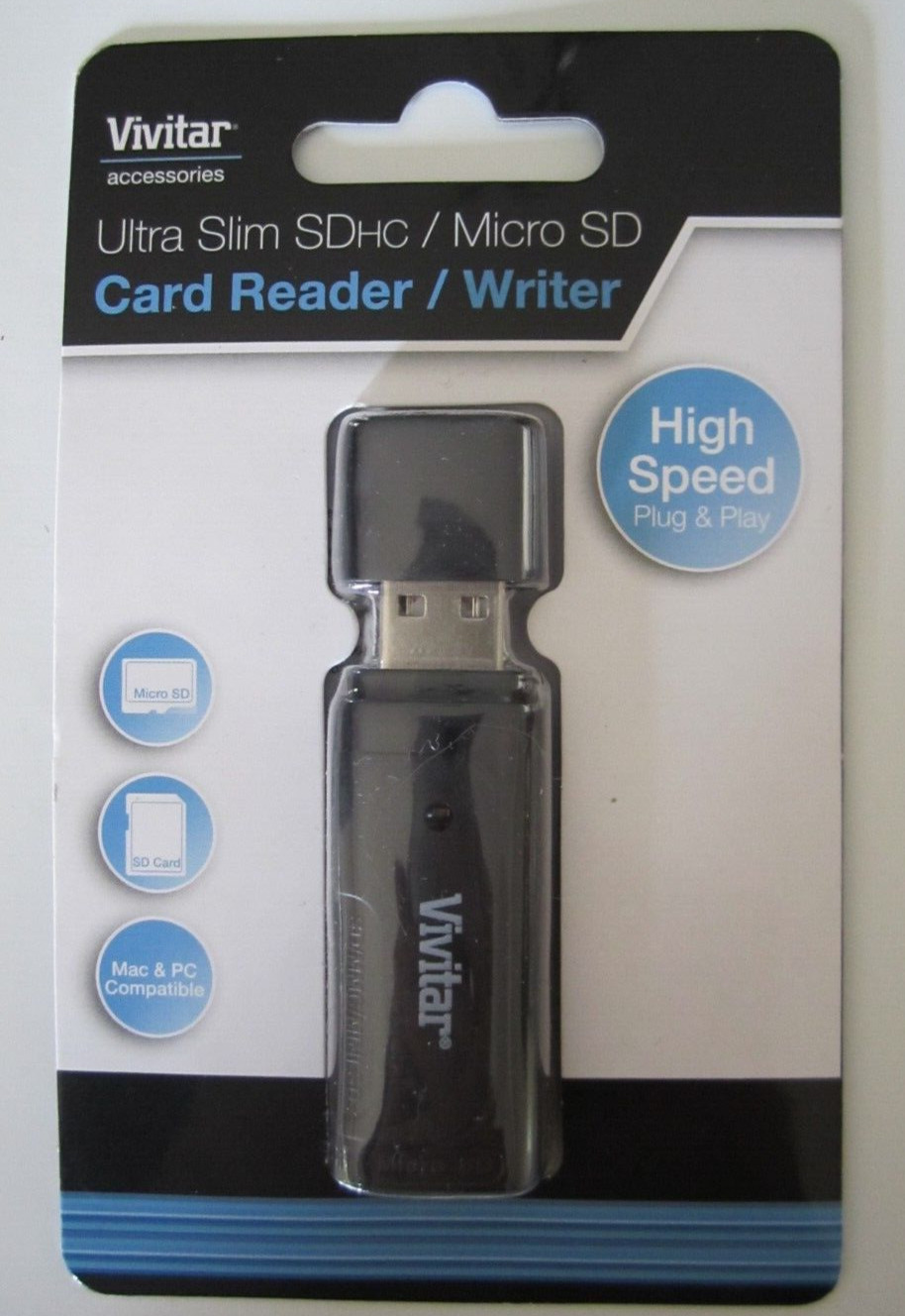 Vivitar Ultra Slim SDHC / Micro SD Card Reader / Writer (New)