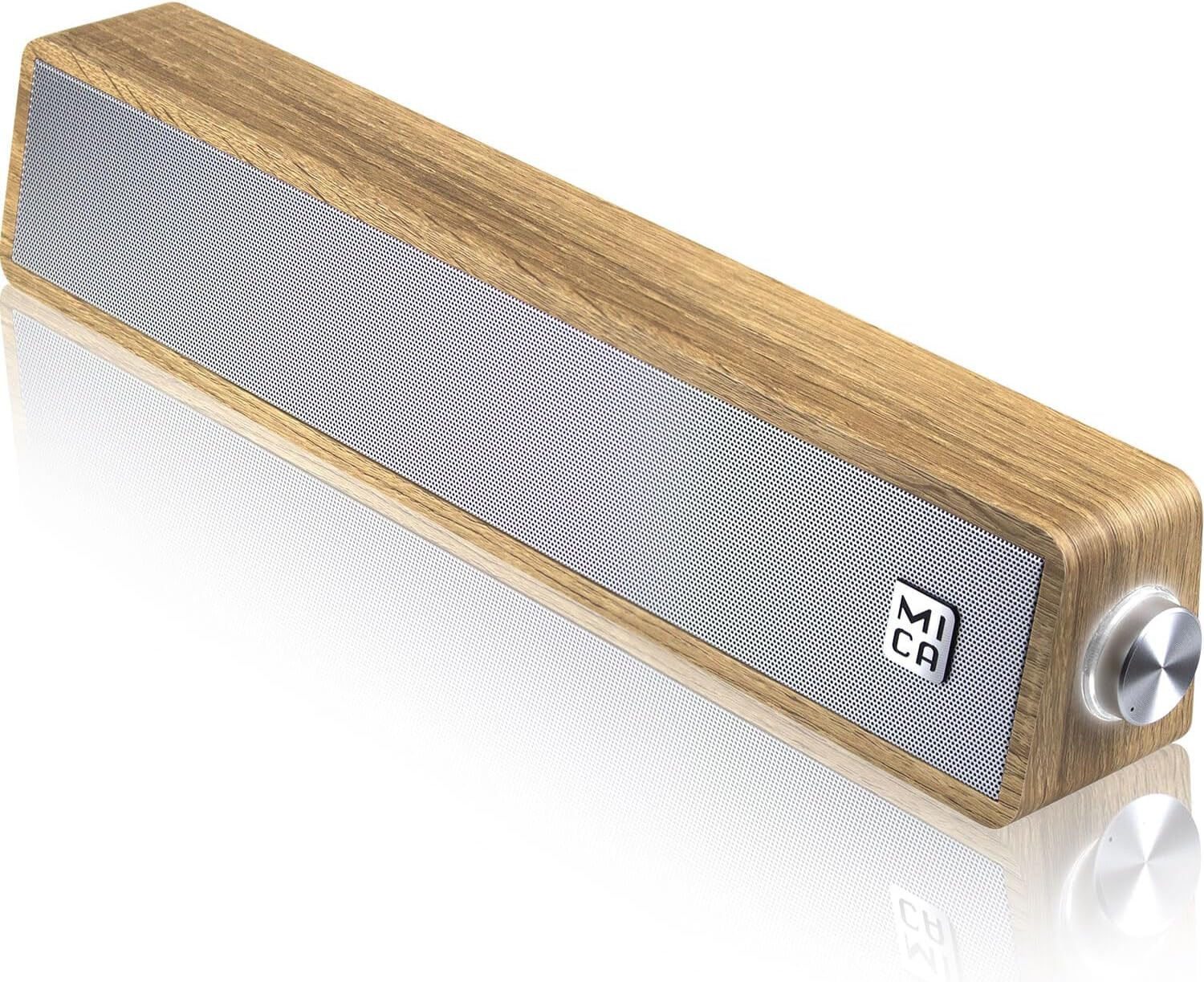 MICA Computer Speakers, Vintage Wired Computer Sound Bar, Retro Wooden Mini Soun