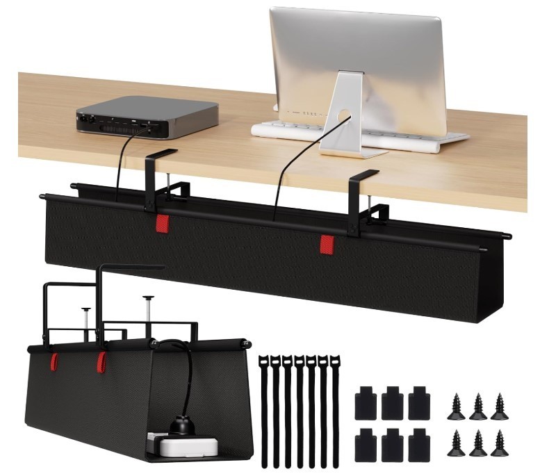 NEW - Under Desk Cable Management Tray, 36" Fabric Wire Cord Organizer