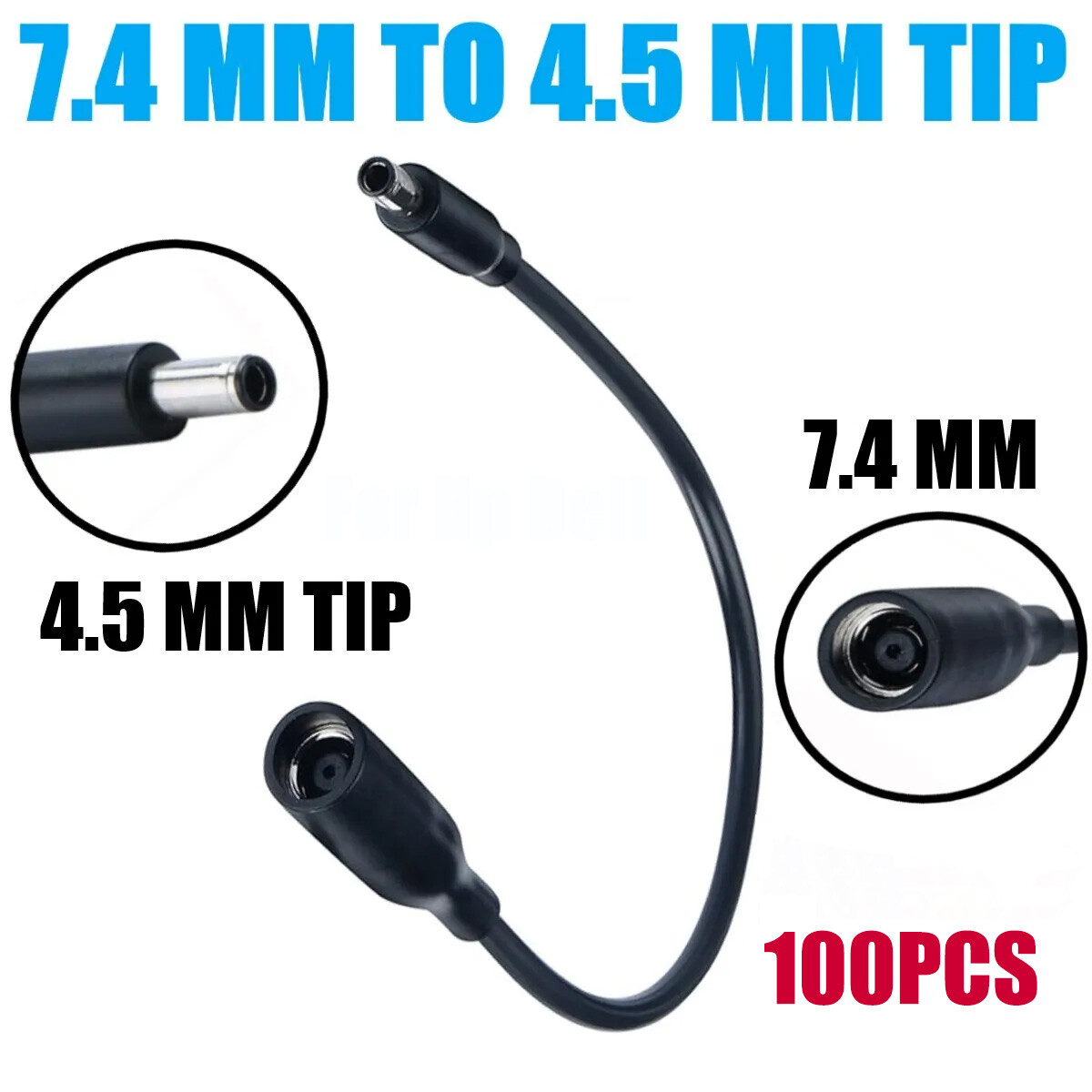 100X DC 7.4mm TO 4.5mm Cable Power Supply Adapter Charging Converter For Dell HP