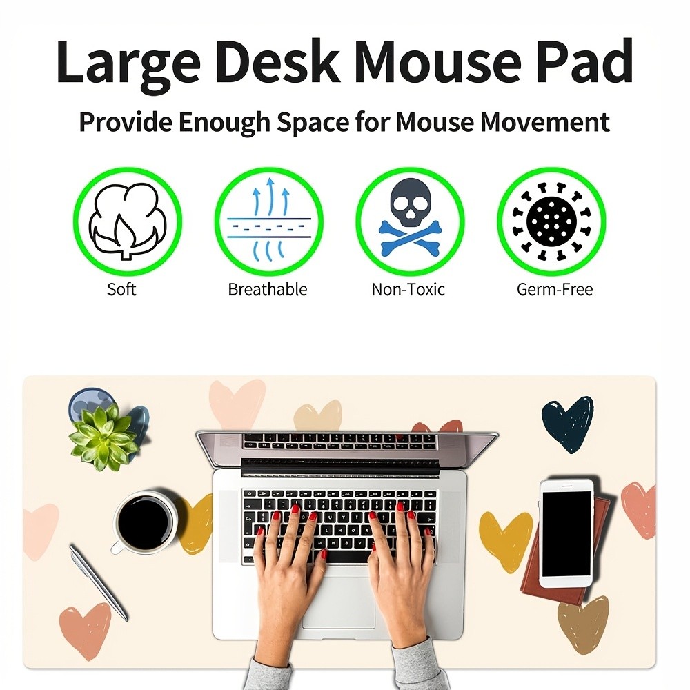 Valentine's Day Colorful Scattered Hearts Mouse Pad, Polyester Material, Digit