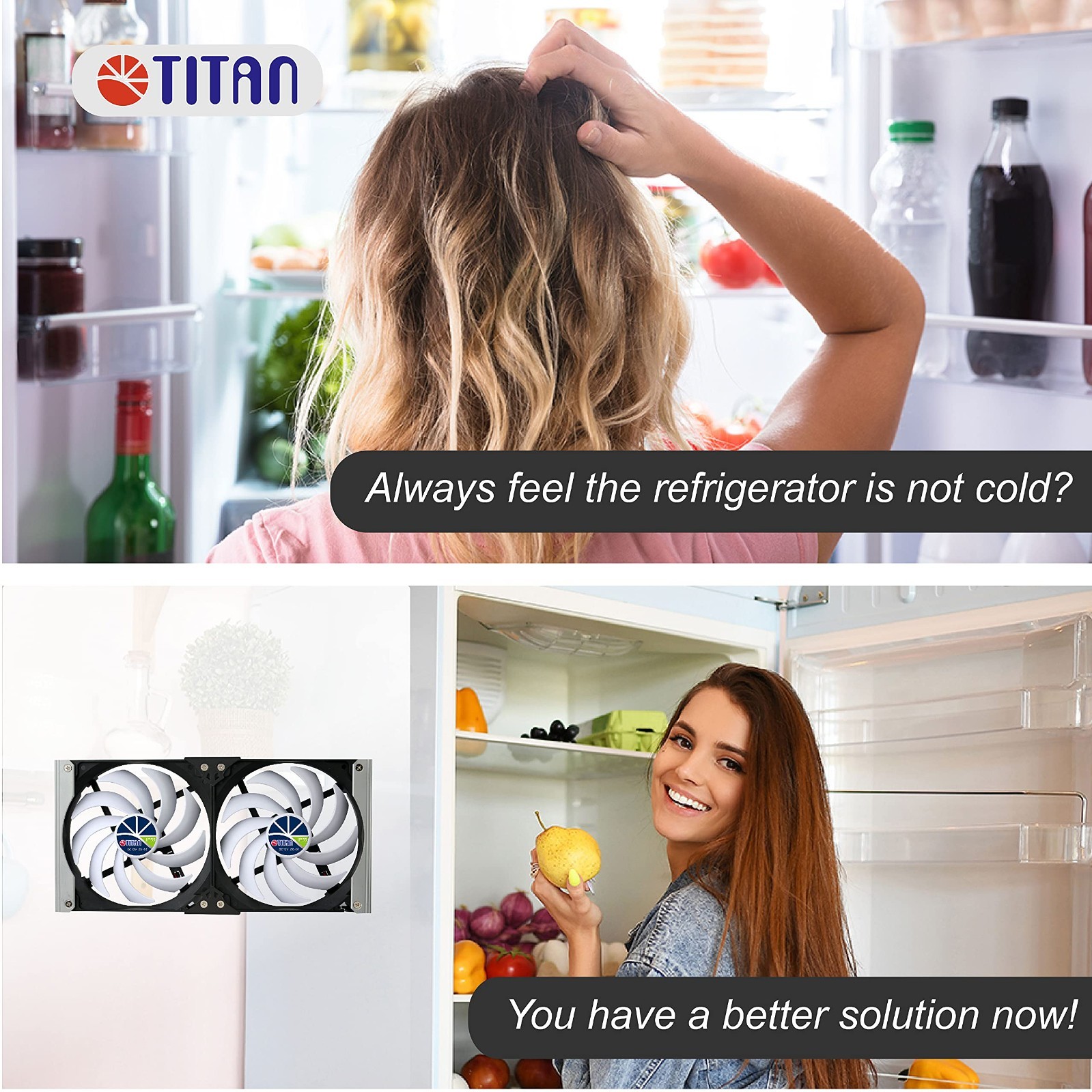 12V DC Double Rack Mount Cooling Fan for Fridge Ventilation with Speed Controlle