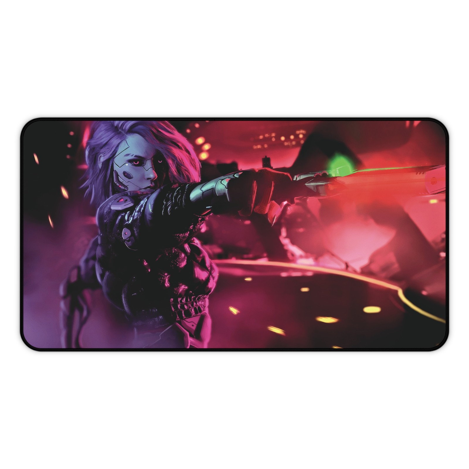 Cyberpunk Archer Desk Mat | Neon Rogue Gamer Mousepad