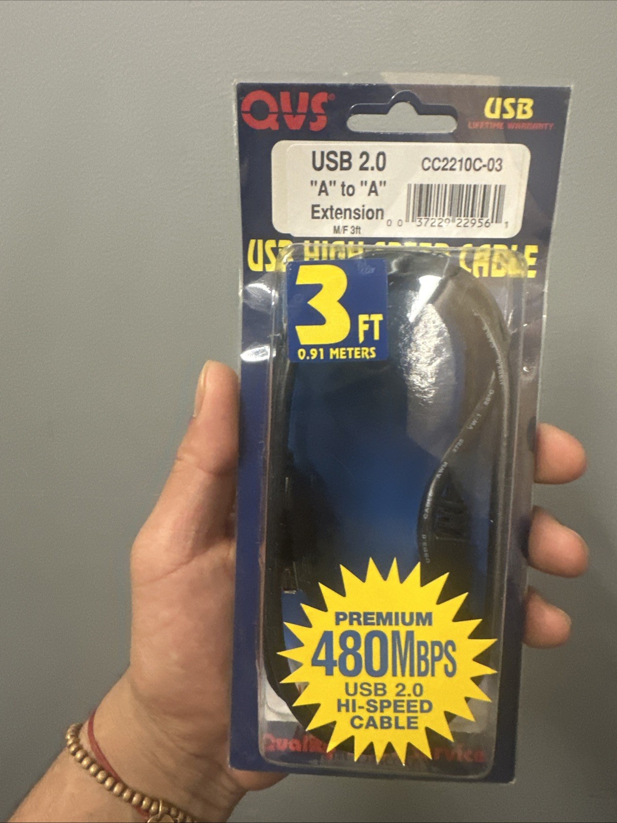 Connects PC/HUB to USB Peripherals, Type A to A, Black - 3ft