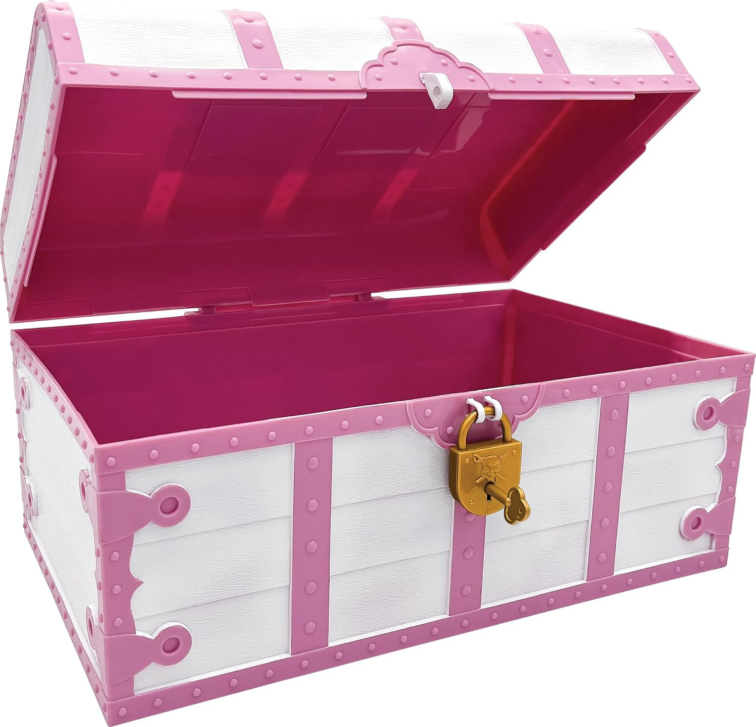 Pink and White Treasure Chest with Lock and Key (TCR6055)