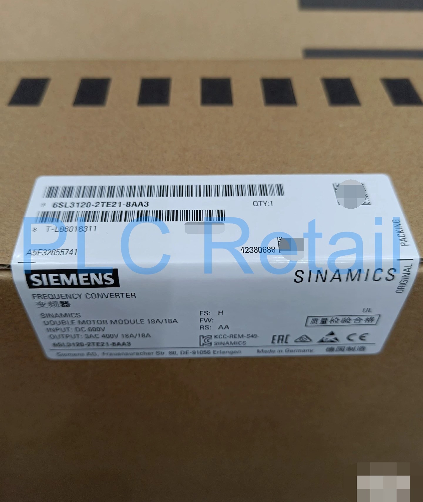 1PCS NEW Siemens Single motor module 6SL3120-1TE21-8AA3 Fast delivery
