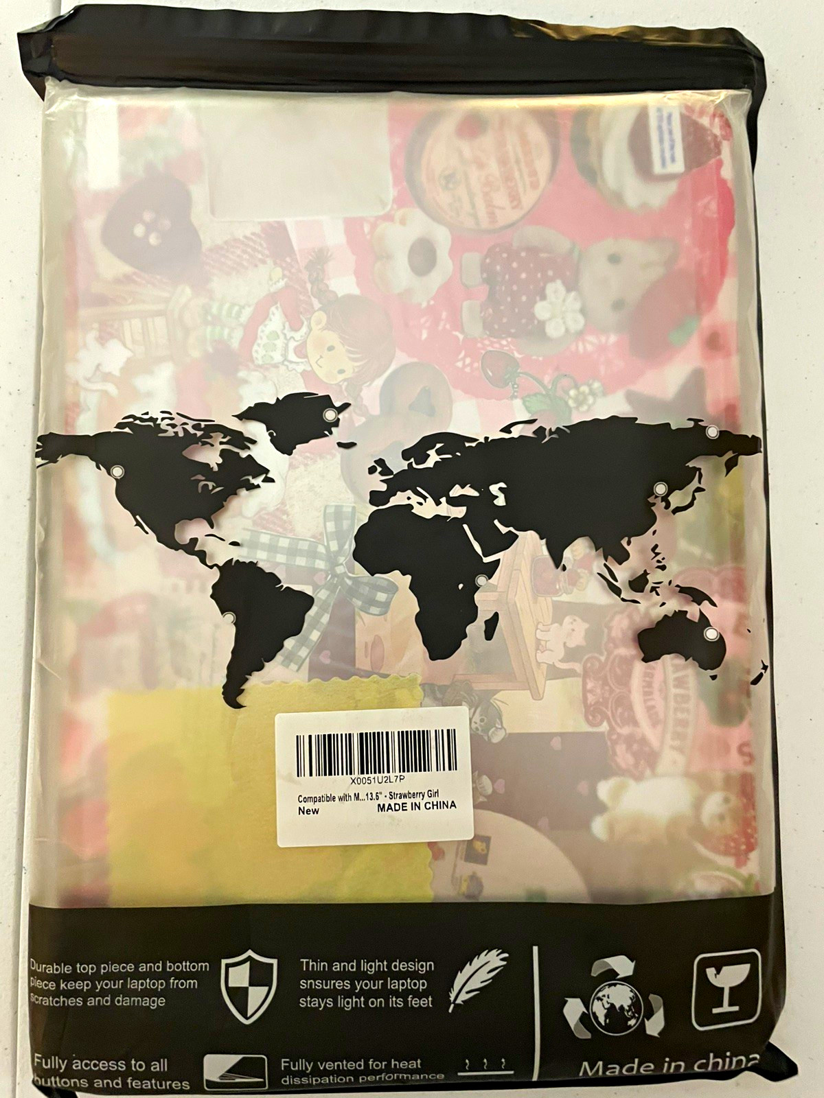 Hard Shell Case MacBook Air 13.6 M2 M3 M4 M5 A2681 A3113 - Strawberry Shortcake