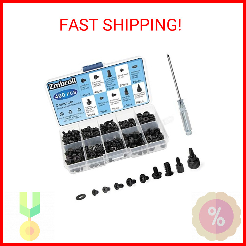Zmbroll 400Pcs Computer Screws Standoffs Kit SSD Screw for Universal Motherboard