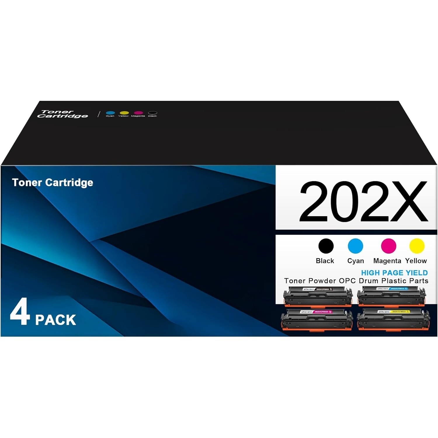 202X 202A Toner Cartridges 4-Pack Set Compatible for CF500A CF500X CF501X CF502X