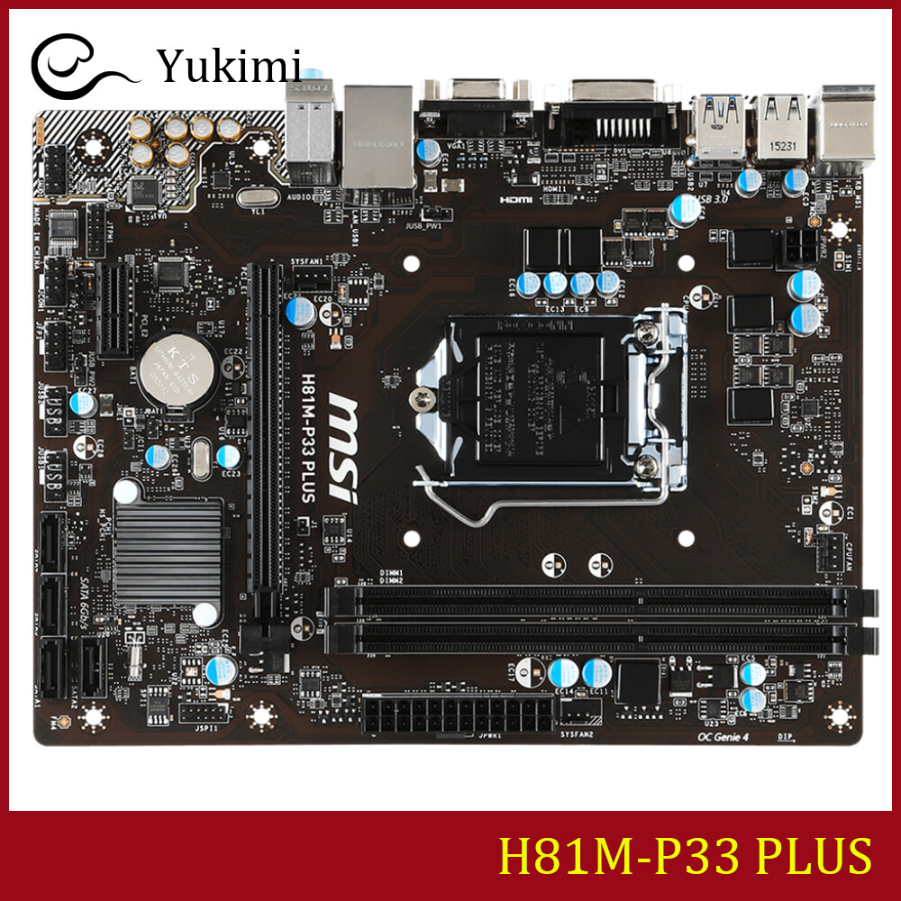FOR MSI H81M-P33 PLUS DDR3*2 VGA DVI LGA 11 50 16GB M-ATX Ｍotherboard Test OK
