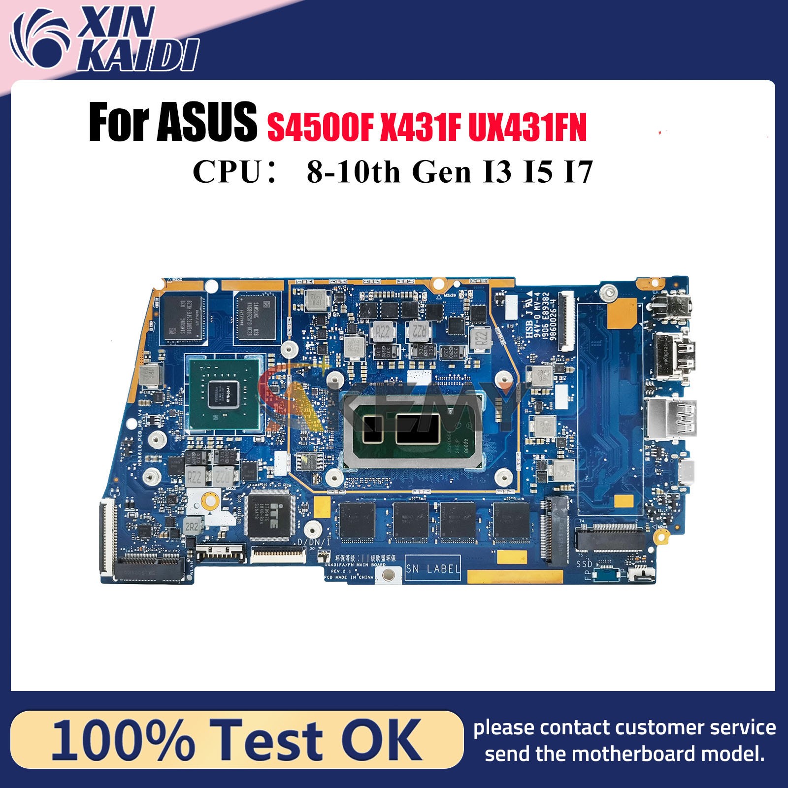 UX431FN Laptop Motherboard For ASUS S431F S4500F U4500F X431F Mainboard W/CPU