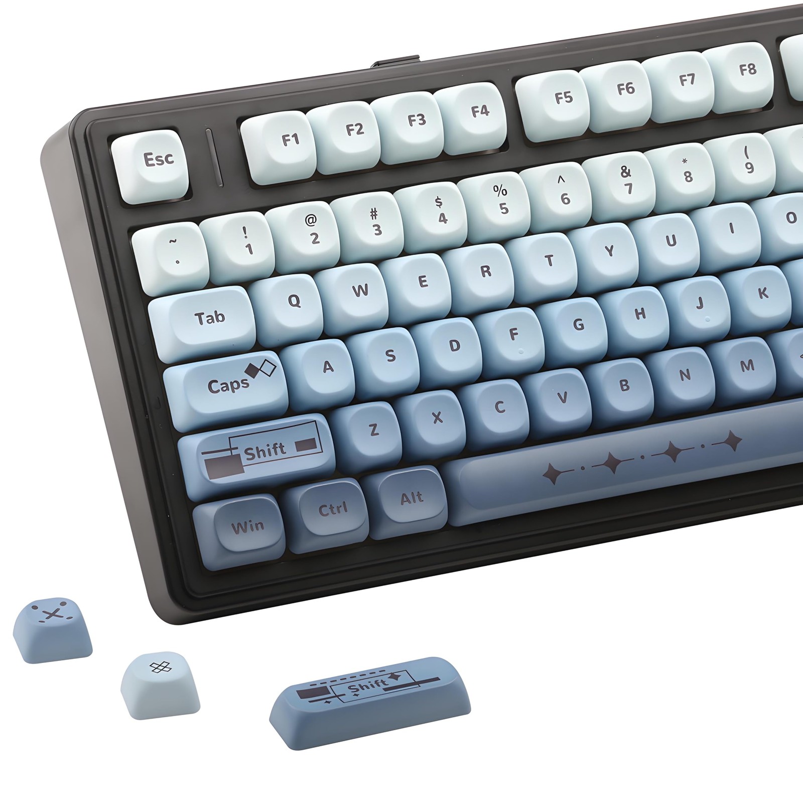 MOA PBT Keycaps Set Custom Gradient Blue Cherry MX Switches 134 Keys