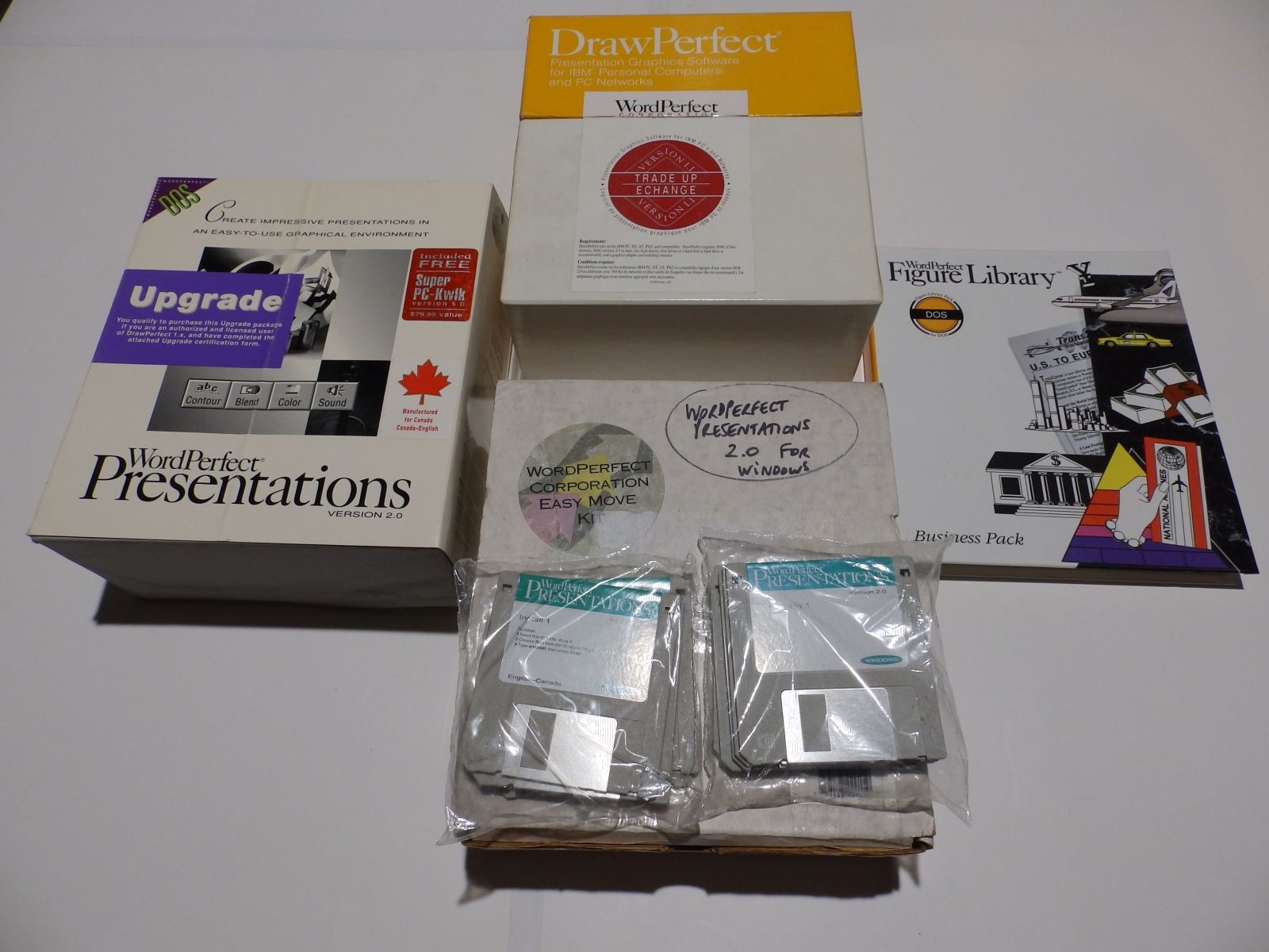 Vintage Software - DrawPerfect, Figure Library, WordPerfect Presentations v2.0