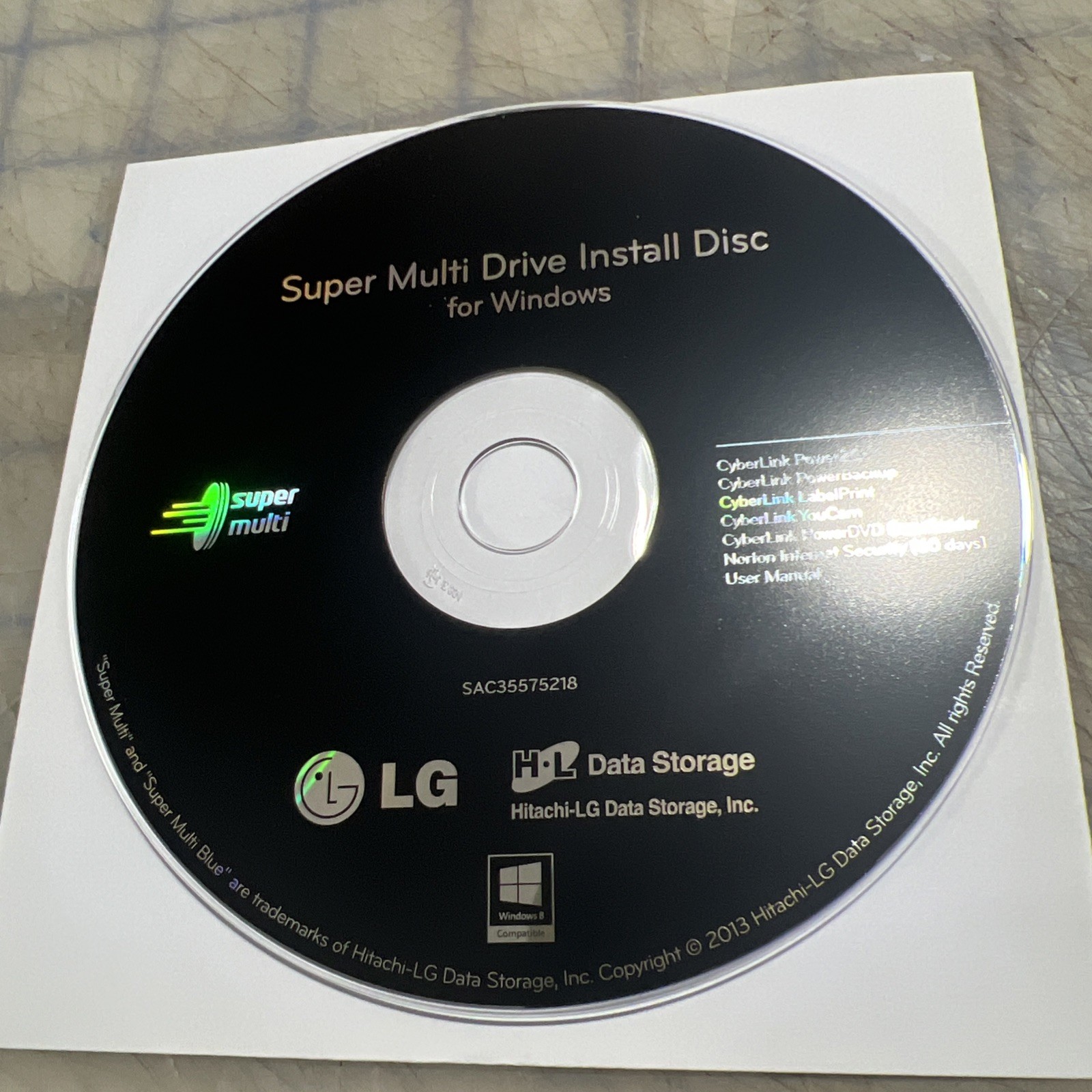 Hitachi Super Multi Drive Instal Disc for Windows PN: SAC35575218